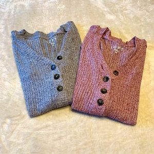2 Loft Henley tops. Gray and cherry